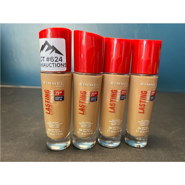 Lot of 4 Bottles of Revlon Lasting Finish 25HR Hydration Boost Full-Coverage Foundation - Soft Beige