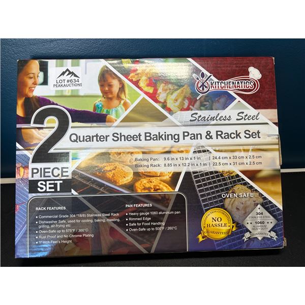 Lot of 1 Kitchenatics Stainless Steel Quarter Sheet Baking Pan & Rack Set