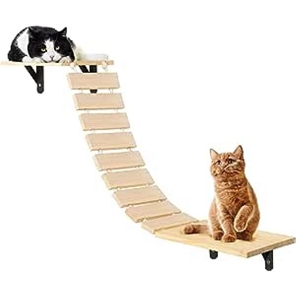 Lot of 1 Set of Wooden Cat Wall Shelves