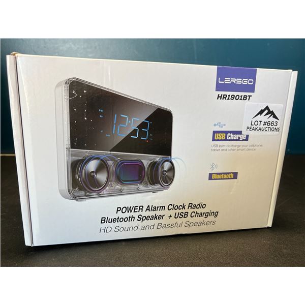 Lot of 1 Lersgo Alarm Clock Bluetooth Speaker w/ USB Charging