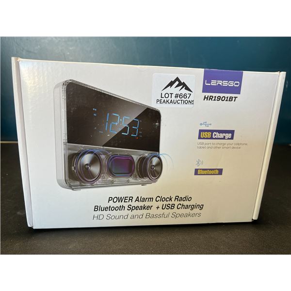 Lot of 1 Lersgo Alarm Clock Bluetooth Speaker w/ USB Charging