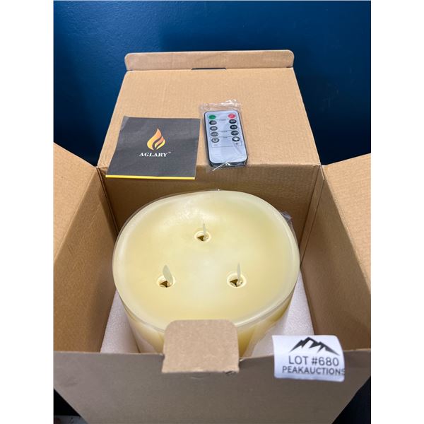 Lot of 1 Giant LED Flameless Candle w/ Remote Control