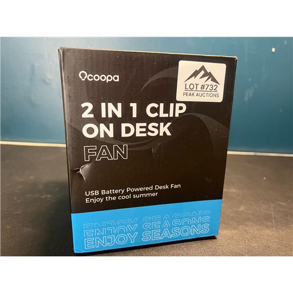 Lot of 1 Ocoopa Rechargeable 2-in-1 Clip On Desk Fan