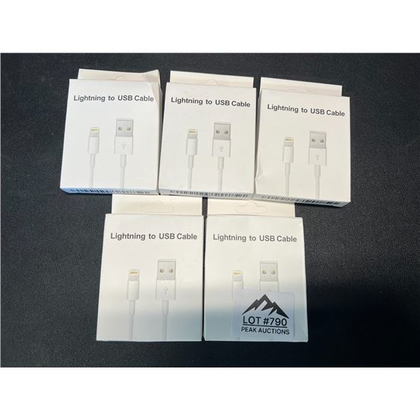 Lot of 5 Lightning to USB Charging Cables for Apple Devices