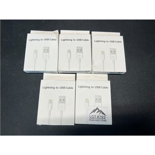 Lot of 5 Lightning to USB Charging Cables for Apple Devices