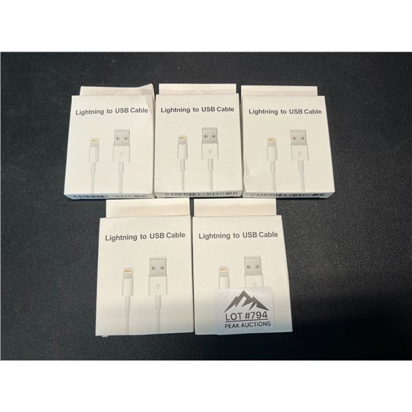 Lot of 5 Lightning to USB Charging Cables for Apple Devices