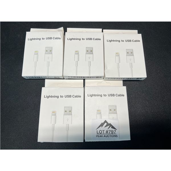 Lot of 5 Lightning to USB Charging Cables for Apple Devices
