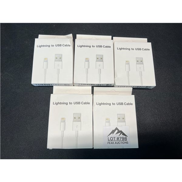 Lot of 5 Lightning to USB Charging Cables for Apple Devices