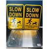 Image 2 : Lot of 4 "Slow Down - Kids & Pets at Play" Metal Signs