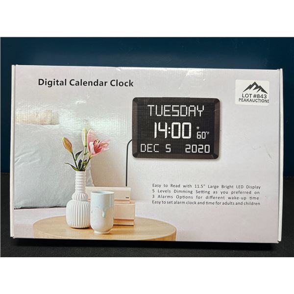 Lot of 1 Digital Calendar Clock - 11.5inch Large LED Display