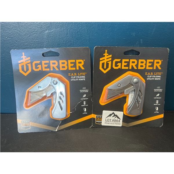 Lot of 2 Gerber Industrial E.A.B. Pocket Knives/Clip Folding Utility Knives