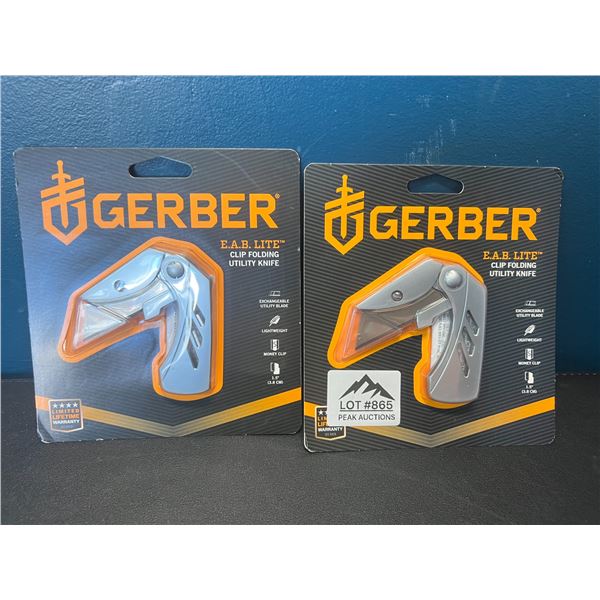 Lot of 2 Gerber Industrial E.A.B. Pocket Knives/Clip Folding Utility Knives