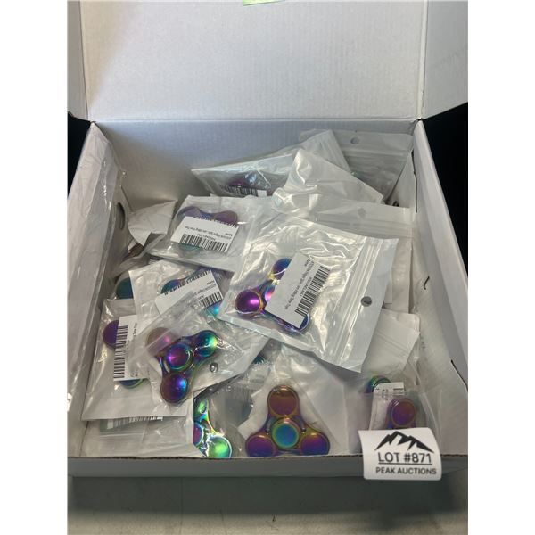 Lot of 1 Box of Rainbow Chrome Metal Fidget Spinner Sensory Toys for Kids (50+ PCS in box!!)