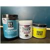 Image 1 : Lot of 3 Tubs of Assorted Pre-Workout Powders/Dietary Supplements