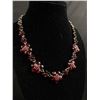 Image 1 : Loverly Black Metal w/Dark Ruby Red Glass & Rhinestones Necklace