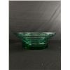 Image 2 : Large Vintage Ringed Green Glass 13" Centre Bowl & Heavy Solid Glass Tray/Bowl