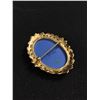 Image 2 : Vintage Wedgwood Brooch - Hope & Anchor Blue Jasper White Relief w/Foliate Gilt Mount - Made In Engl