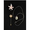 Image 1 : Lovely Vintage Hand Crafted Petti Point Pendant w/Chain, Brooch & Stick Pin