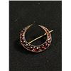 Image 1 : Antique Gold w/ Genuine Bohemian Garnet Stones, Original Patina Brooch, No Stone Missing
