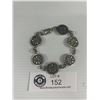 Image 1 : Vintage Solid 925 Sterling Silver Bracelet w/Aztec Calendar Links, Marked 925 Mexico