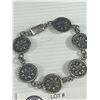 Image 2 : Vintage Solid 925 Sterling Silver Bracelet w/Aztec Calendar Links, Marked 925 Mexico