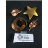 Image 1 : Vintage Copper Brooch Pair of Clip on Earrings and Brass Star Brooch