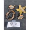 Image 2 : Vintage Copper Brooch Pair of Clip on Earrings and Brass Star Brooch