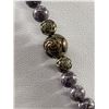 Image 2 : Vintage Leopard Stone Beads and Silver Necklace 22" Original Clasp