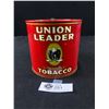 Image 1 : Vintage Union Leader Tobacco Can with Tax Stamp Dated 1926. Nice Condition Approx 5" Tall