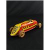 Image 1 : Vintage J. Chein & Co. Wind-Up Tin Race Car w/ Wood Wheels. Made In The USA