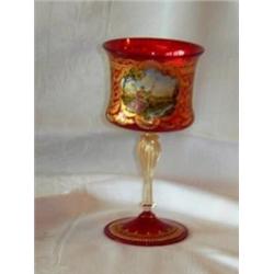 Murano Red Enameled Portrait Stem