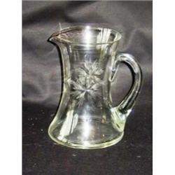 Etched Crystal 8 1/2" Pitcher with Applied Handle