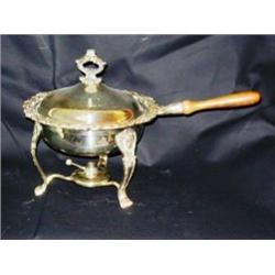 Ornate Silver Plate Chaffing Dish with Lion Motif