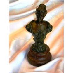 Cast Metal Bust of Lady signed Mestais; titled "Eglantine"