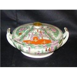 Rose Medallion Double Handled Covered Dish