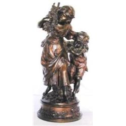 French 24" Bronze of Youths signed Auguste Moreau