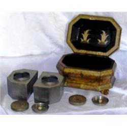 Oriental Laquerware Double Tea Caddy with Tin Inserts