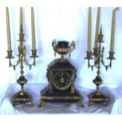 Horlocerie, Paris Chiming Clock & Matching Candelabrums