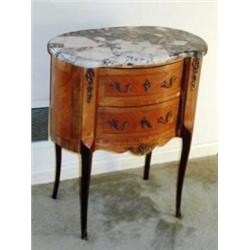 Louis XV Style Marble Top Inlaid Kidney Shaped Table