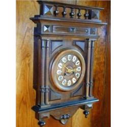 Vintage German Chiming Wall Clock in Mahogany Case
