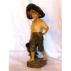 Amphora Peasant Boy Carrying Water Jug signed Ela Stallingham