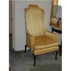 Pr. Queen Anne Style high back easy chairs