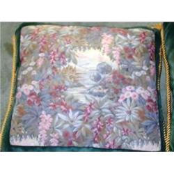 Pair Tapestry Upholstered Pillows with Tassels