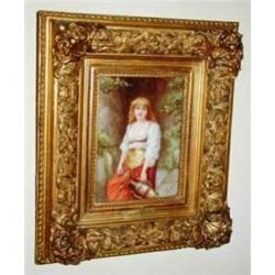 Painting on Porcelain Plaque titled "Laure Levy"; Signed D. Saint Pierre