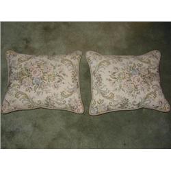 Pair Tapestry Upholstered Pillows