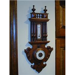 Victorian Walnut Barometer & Thermometer
