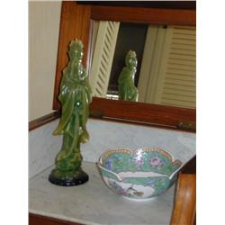 (2 pc) Designer Oriental Bowl & Oriental Jade color Candle