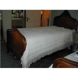 Walnut Louis XV Style Twin Bed