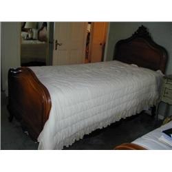 Walnut Louis XV Style Twin Bed