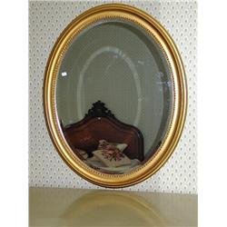 Gold Gilt Oval Beveled Glass Wall Mirror